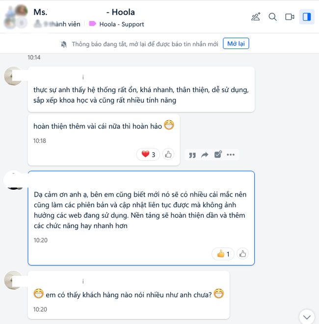 Phản hồi khách hàng qua tin nhắn