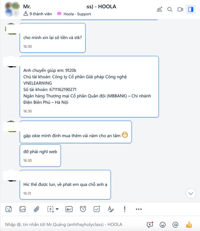Phản hồi khách hàng qua tin nhắn